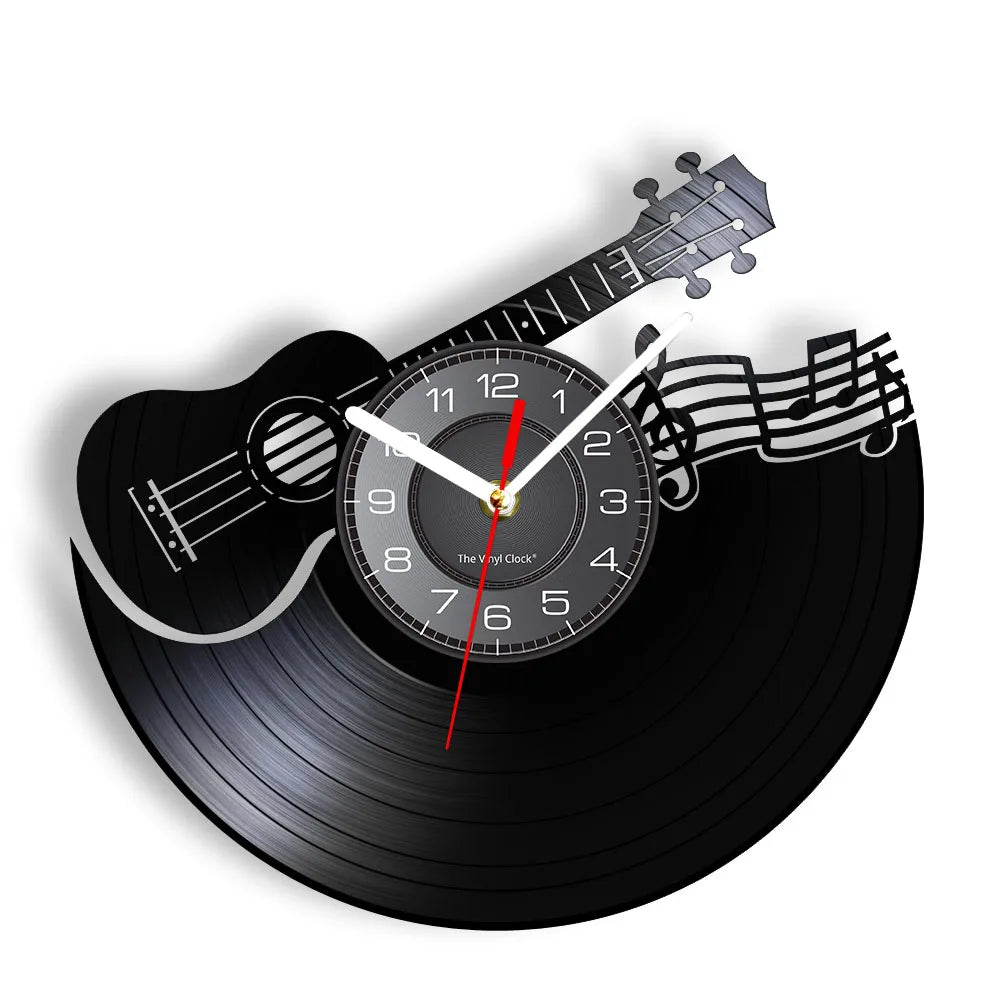 Guitar Player Vinyl Record Wall Clock: The Rock Music Instrument Wall Art for Your Living Room