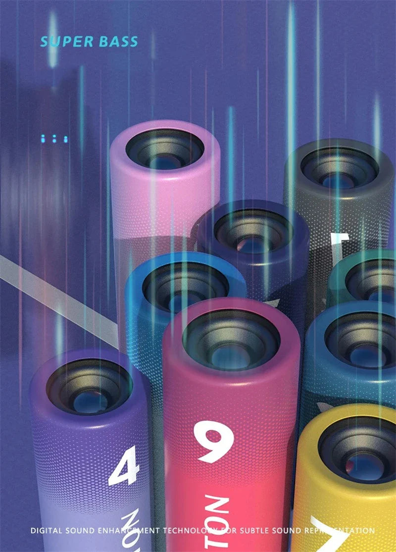 Portable Bluetooth 5.2 Speakers - True Wireless Subwoofer Outdoor Sound Box with Radio Support And 2000mA Power Bank Function