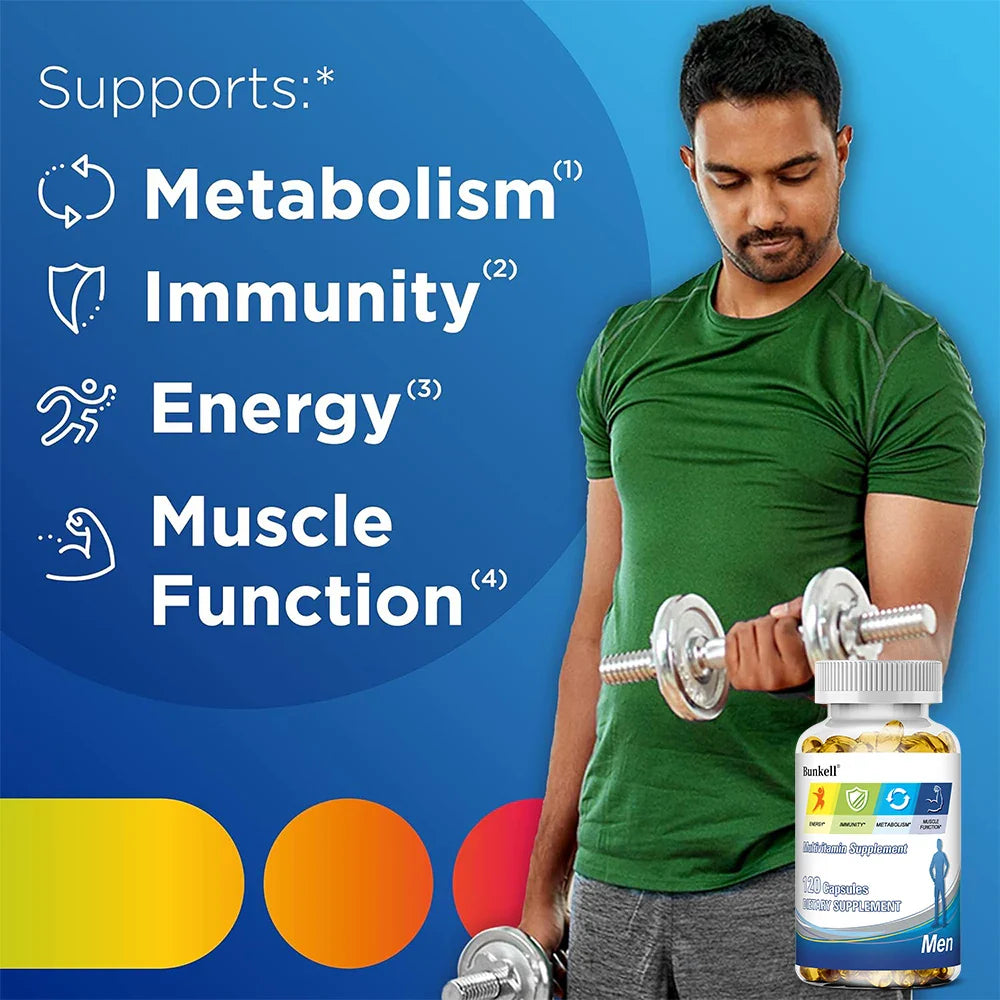 Multivitamin Capsules - Support Energy, Immunity, Metabolism, Muscle Function, Dietary Supplement for Men