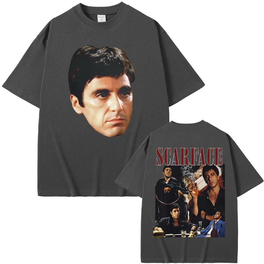 Scarface Al Pacino As Tony Montana T-shirts Graphic Print Men Hip Hop Rock T Shirts Male Oversized T Shirt - Premium T-Shirt from Lizard Vigilante - Just $23.99! Shop now at Lizard Vigilante