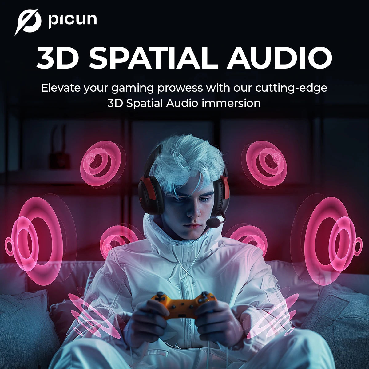 Picun G3 2.4GHz Wireless Gaming Headset - Low Latency, 3D Spatial Audio, and ENC Mic for Ultimate Gaming Experience - Premium gaming headset from Lizard Vigilante - Just $88.88! Shop now at Lizard Vigilante