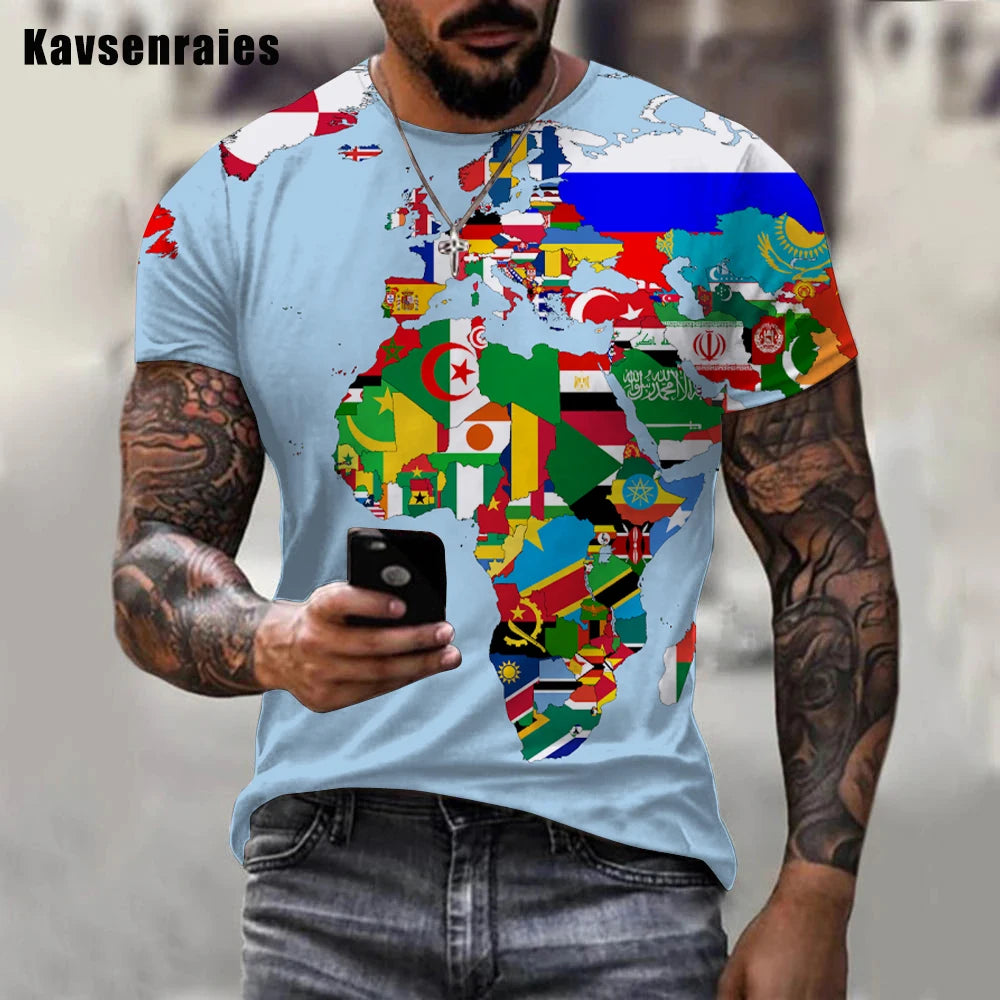 High Quality World Map Printed 3D T-shirt Men Women Summer Fashion Casual Short Sleeve High Street O-Neck Streetwear Tops - Premium T-Shirt from Lizard Vigilante - Just $22.99! Shop now at Lizard Vigilante