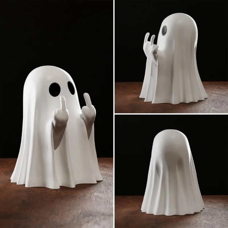 Halloween Ghost Figurine Cute Spooky Ghost Statue Funny Ghost Ornaments Halloween Decorations Indoor Home Office Desk Decor