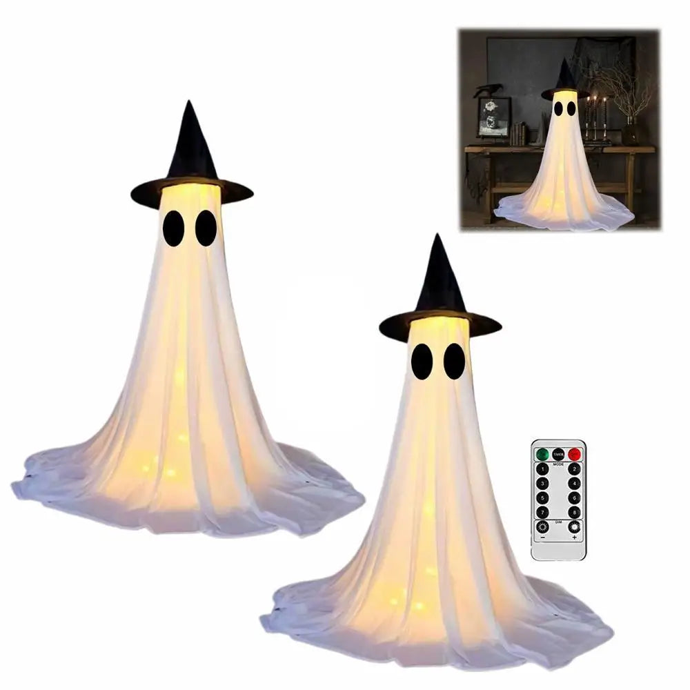 Lighted Spooky Ghost Decor Scary Standing Ghost with LED String Lights Home Porch Garden Yard Lawn Party Halloween Decorations