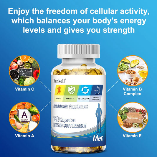 Multivitamin Capsules - Support Energy, Immunity, Metabolism, Muscle Function, Dietary Supplement for Men