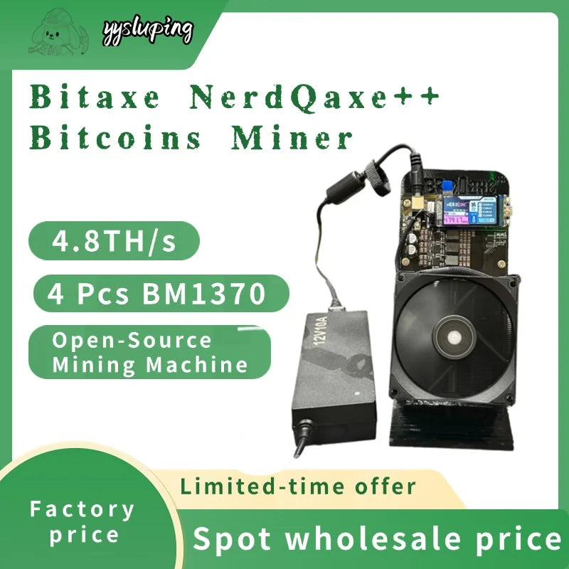 Bitaxe NerdQaxe++ 4.8TH/s Bitcoin Miner With 4 BM1370 Asic Chips 68W 2.4G WiFi Open Source Mining Machine