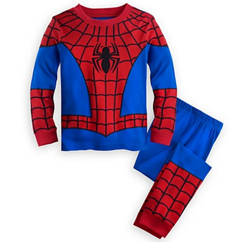 Avengers Superhero Pajama Set — Boys Long Sleeve Spider-Man & Iron Man Nightwear Cosplay Costume