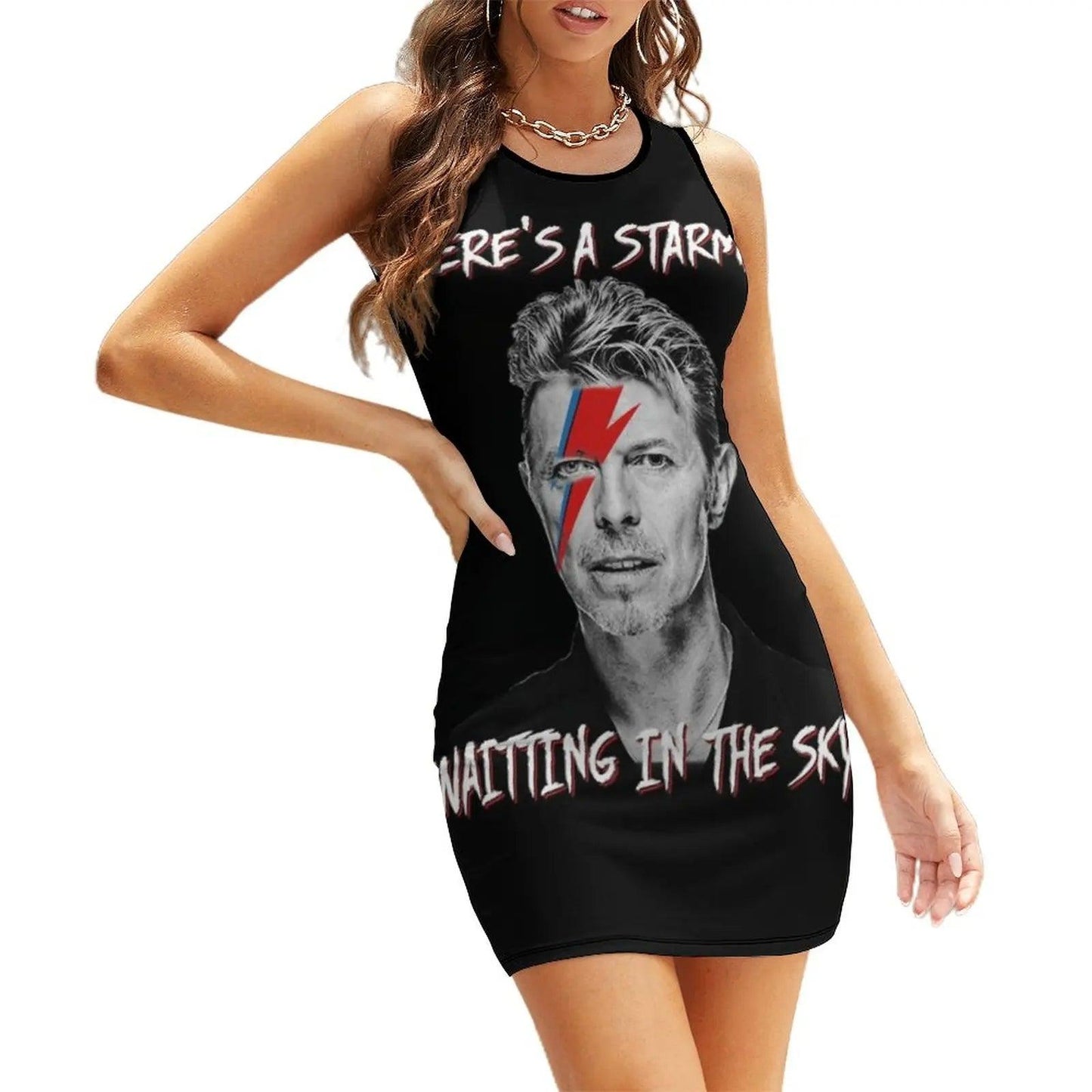 There’s A Starman Waiting In The Sky David Bowie Vintage Evening Party Dresses Midi Sexy Dress Female Sweet One Piece Korean Style - Premium dress from Lizard Vigilante - Just $28.99! Shop now at Lizard Vigilante