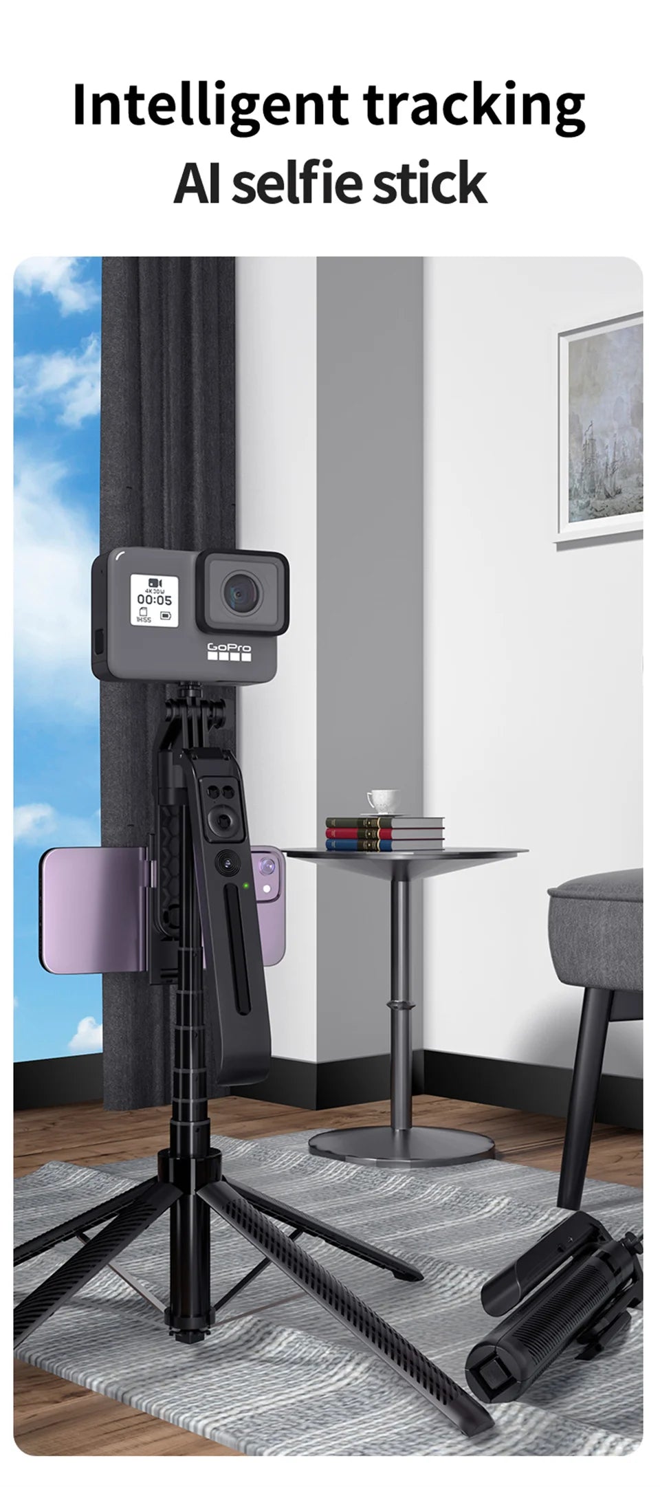 Fangtuosi IronClutch AI Tripod Gimbal — Bluetooth Selfie Stick & Smart Follow Stabilizer For Smartphones