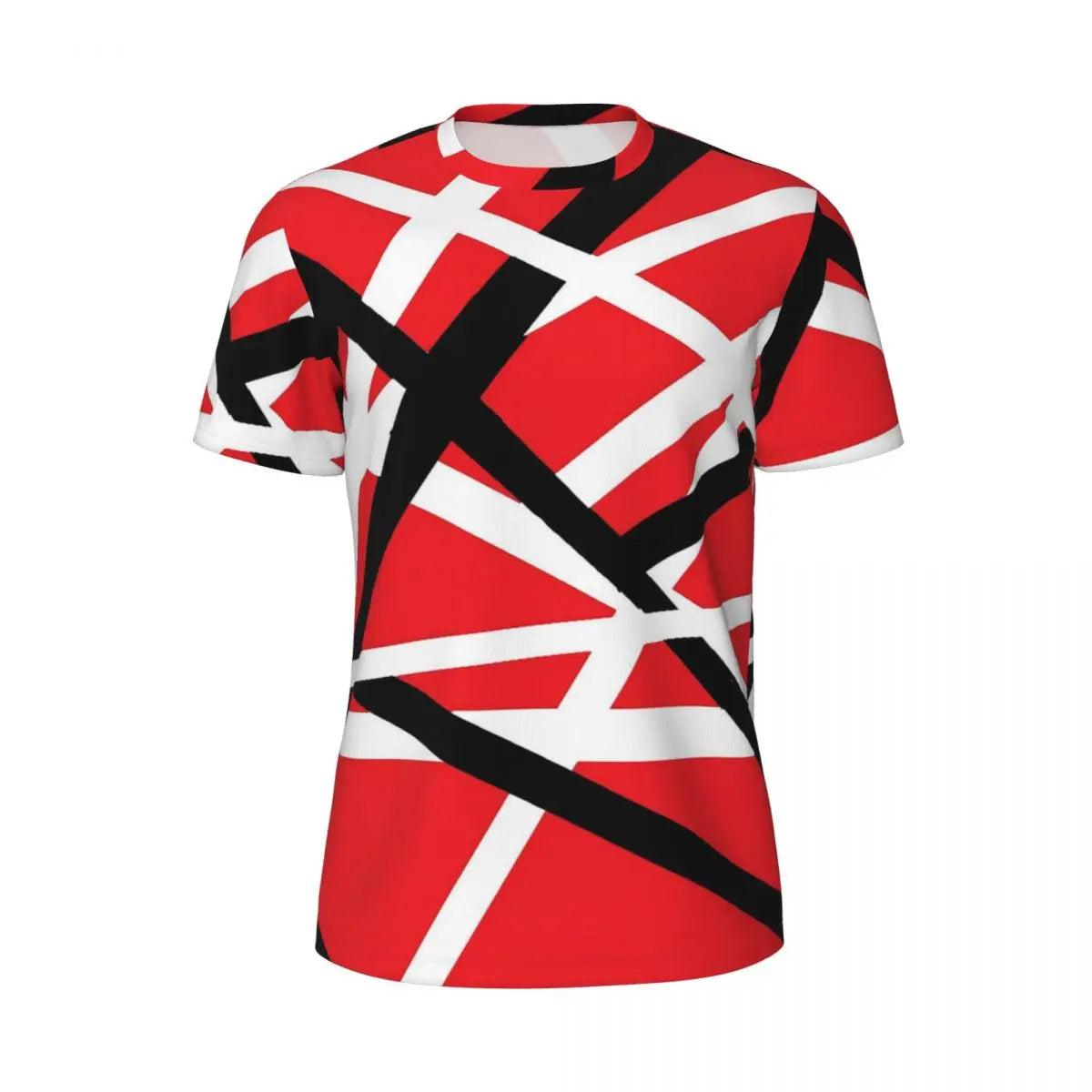 Van Halen T Shirt Red Black and White Line Art Trendy Cool Gym T Shirts Short Sleeve Quick Dry Tops Summer Street Style Top Tees - Lizard Vigilante