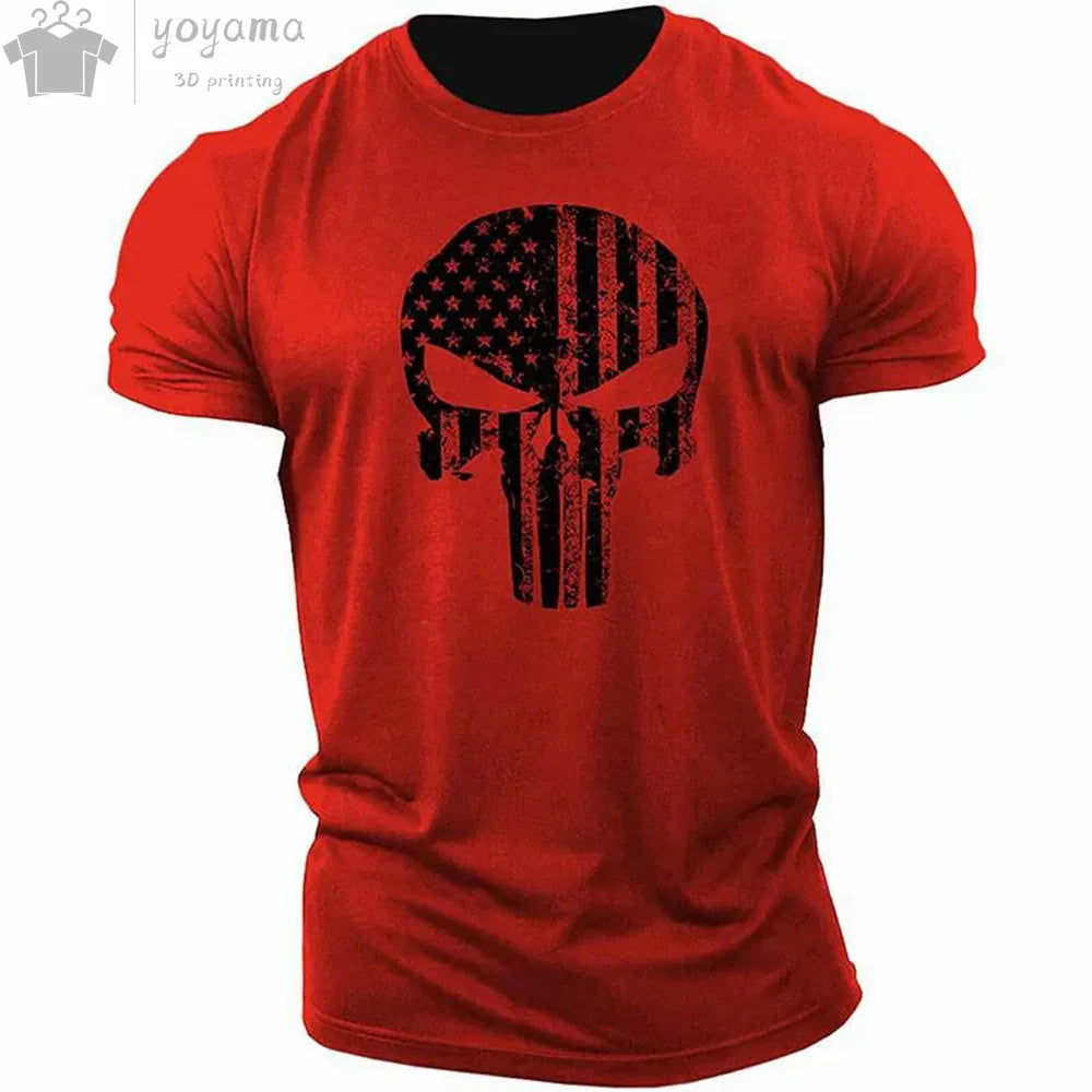 Men's T Shirt 3d Print Military Patriotic Skull O-Neck T Shirt Oversized T-Shirt Short-Sleeved Tee Sportswear Men's Clothing Top - Premium t-shirt from Lizard Vigilante - Just $23.88! Shop now at Lizard Vigilante