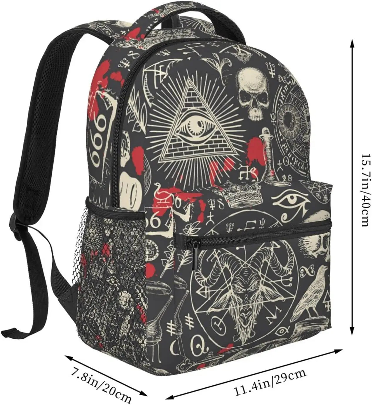 Retro Witchcraft Satanic Laptop Backpack – Stylish Unisex Casual Travel Bag with Chain Straps & Air Cushion Support - Premium bag from Lizard Vigilante - Just $36.66! Shop now at Lizard Vigilante