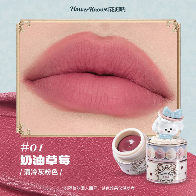 Flower Knows Strawberry Rococo Series Cloud Lip Cream Lip Gloss Long Lasting Velvet Lip Tint Lipstick for Women Cosmetic