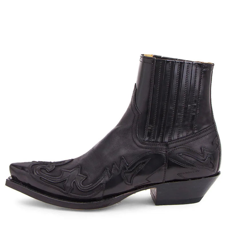 Men's Retro Cowboy Boots with Embroidery | Steampunk Leather Ankle Boots | Western Martin Boots - Premium boots from Lizard Vigilante - Just $58.88! Shop now at Lizard Vigilante