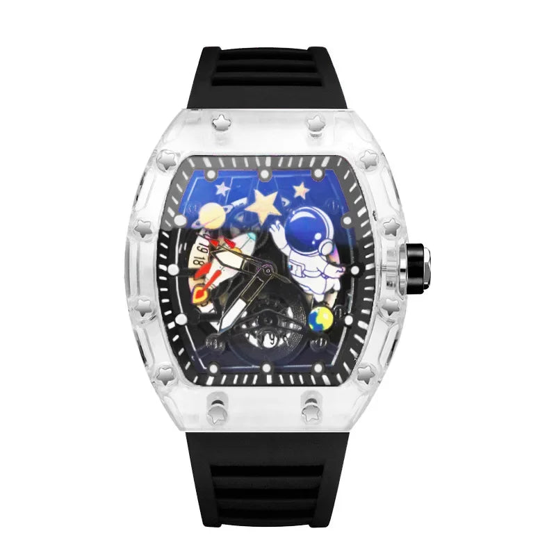 YIKAZE VoidCore Phantom Quartz – Hollow Tonneau Men’s Watch with Luminous Space-Tech Swagger & 3ATM Rebel Resistance - Premium watch from dsers - Just $23.99! Shop now at Lizard Vigilante