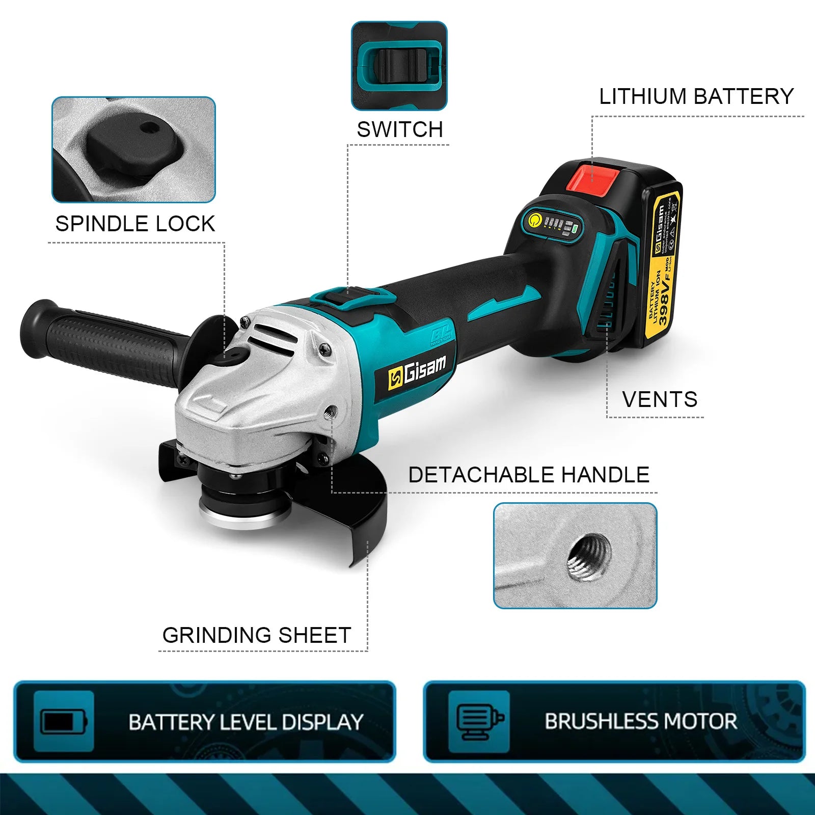 125mm M14 Brushless Angle Grinder – Cordless Electric Power Tool for Makita 18V Battery - Premium power tool from Lizard Vigilante - Just $84.99! Shop now at Lizard Vigilante