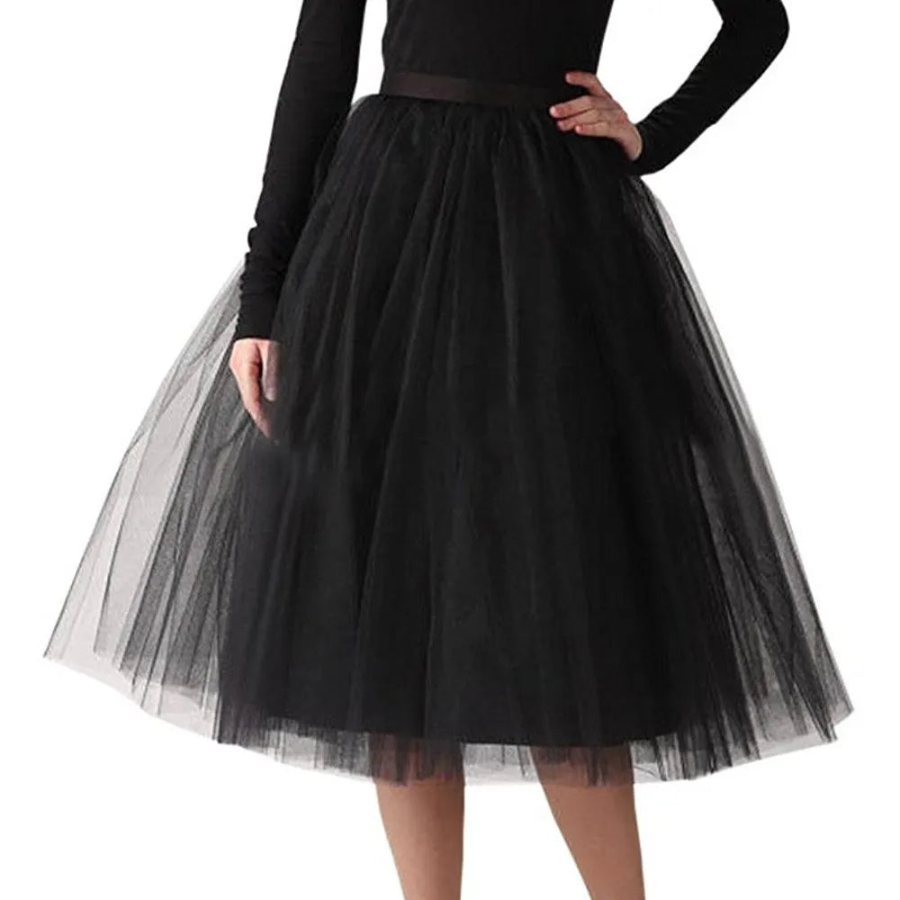 Elegant Women Tulle Skirt Korean Fashion Mesh Womens Pleated Knee Length Skirt Adult Tutu Dancing Skirt Green Party Faldas - Premium  from Lizard Vigilante - Just $12.99! Shop now at Lizard Vigilante