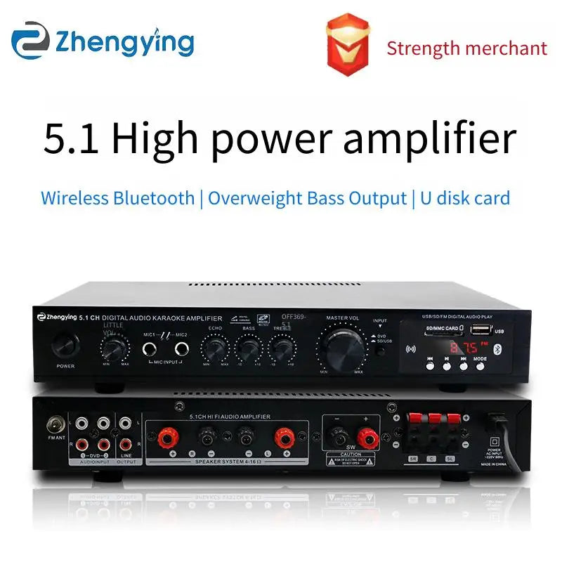 Bluetooth 5.1 Sound Speaker Amplifier Stereo Audio Amplifier Audio Stereo System Components Ultra-heavy Bass High Power