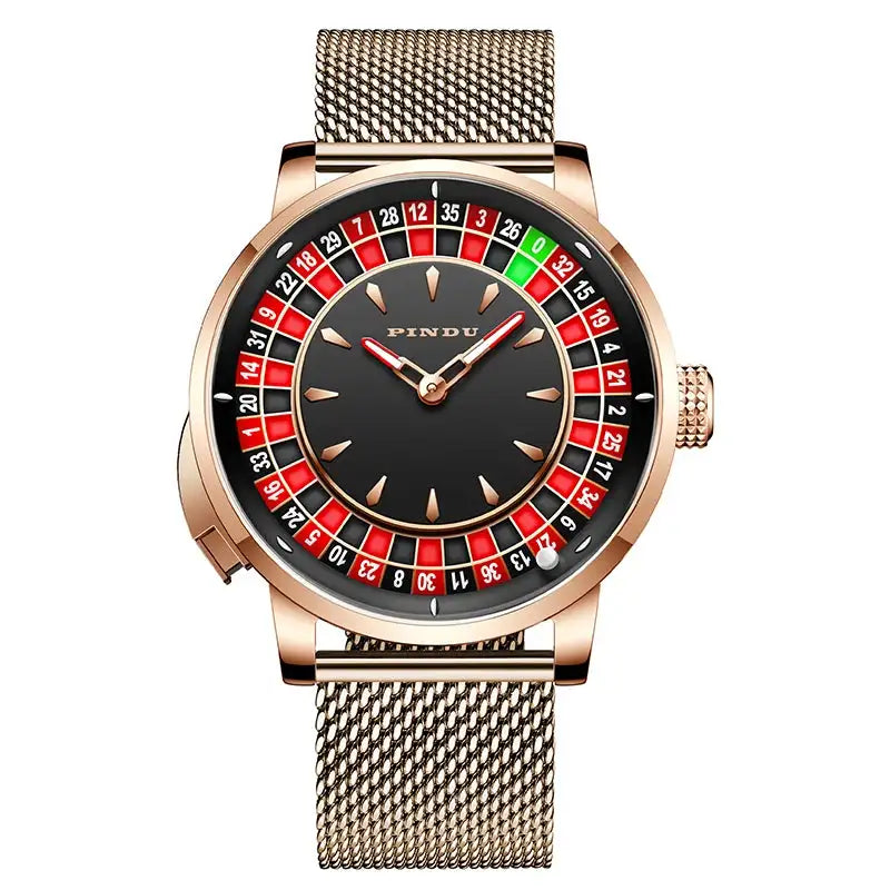 Pindu Player Gambling Series Men's Watch European Roulette Poker Game Fully Automatic Mechanical Sports Design Party Watch