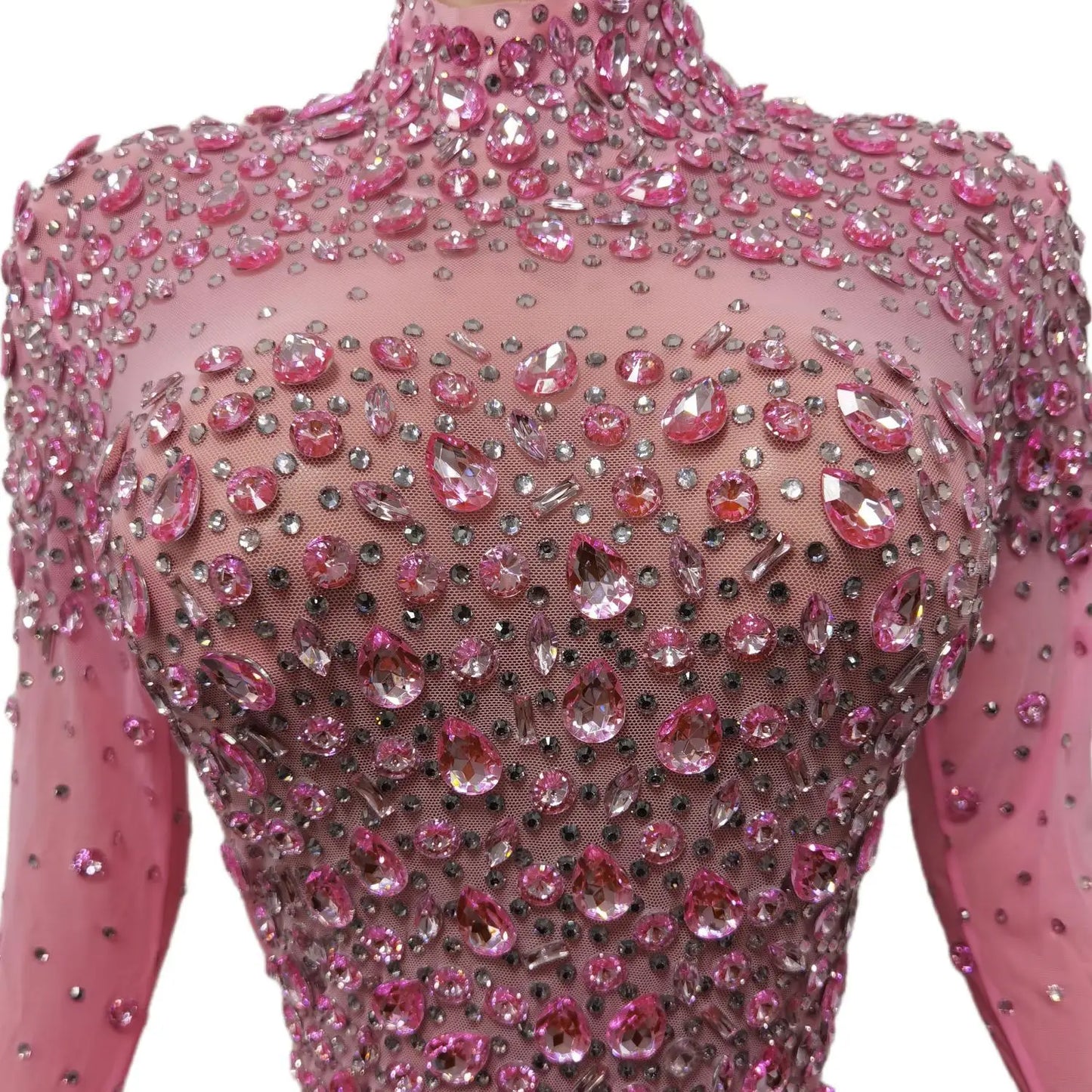 Christia Bella Sparkly Pink Rhinestones Dress – Sexy Dance Performance & Evening Party Dress with Abstract Pattern - Premium dress from Lizard Vigilante - Just $208.88! Shop now at Lizard Vigilante