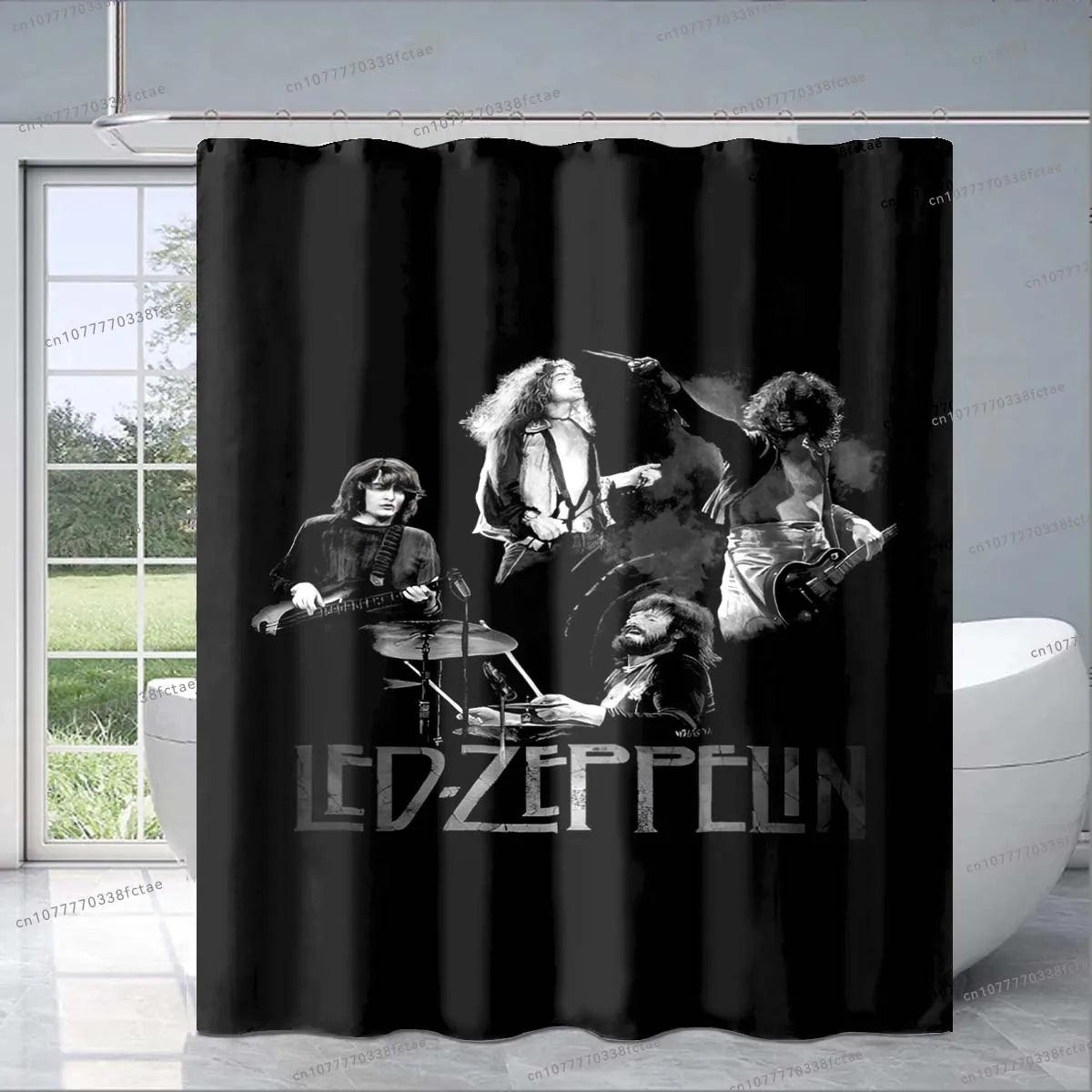 Rock and Roll Band LED Zeppelined Shower Curtain Retro Zep Heavy Metal Rock Band Shower Curtain Bathroom Fashion Decoration Gift - Premium shower curtain from Lizard Vigilante - Just $29.99! Shop now at Lizard Vigilante