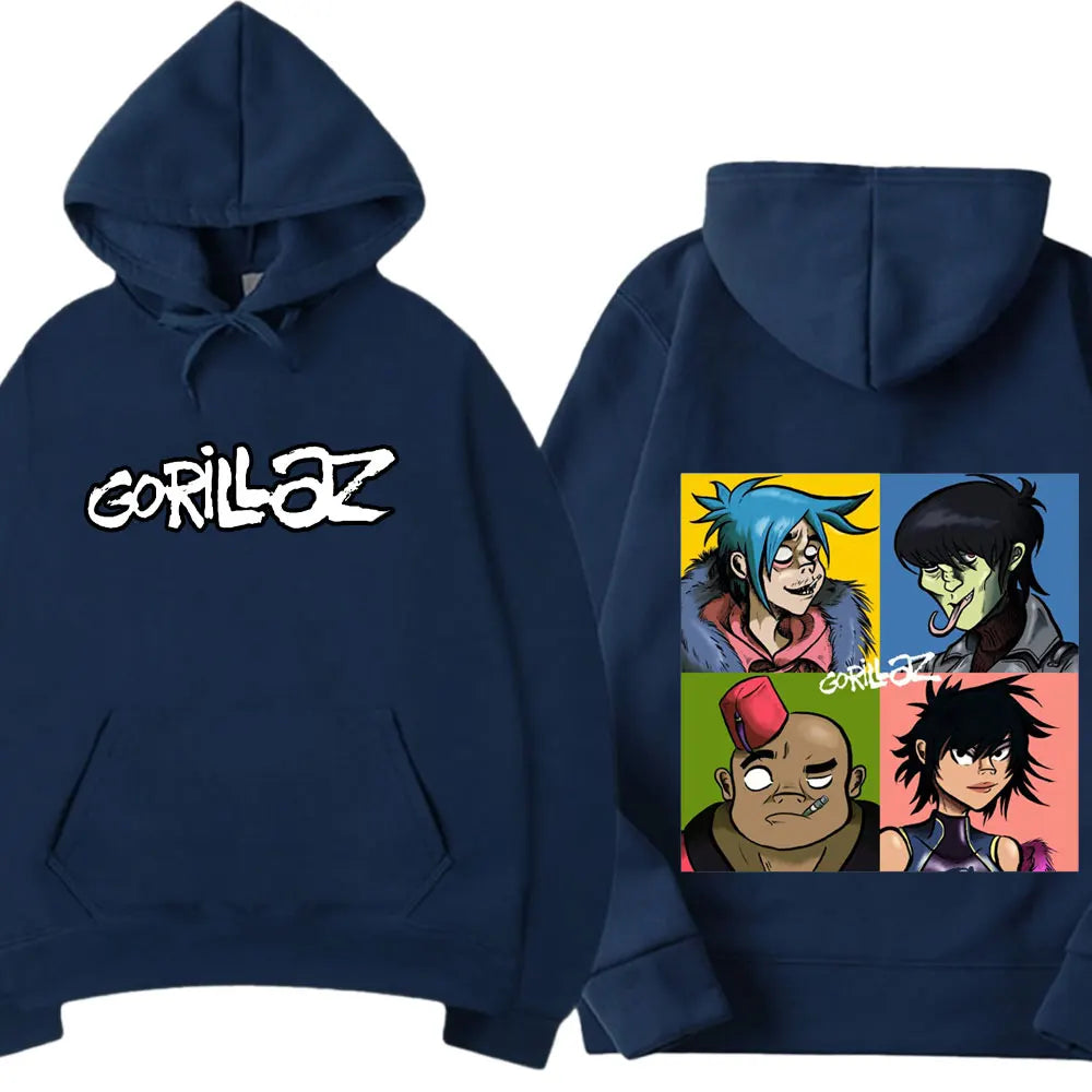 Vintage Gorillaz Rock Band Printed Hoodie – Harajuku Streetwear Pullover for Men & Unisex Casual Style - Premium hoodie from Lizard Vigilante - Just $39.99! Shop now at Lizard Vigilante