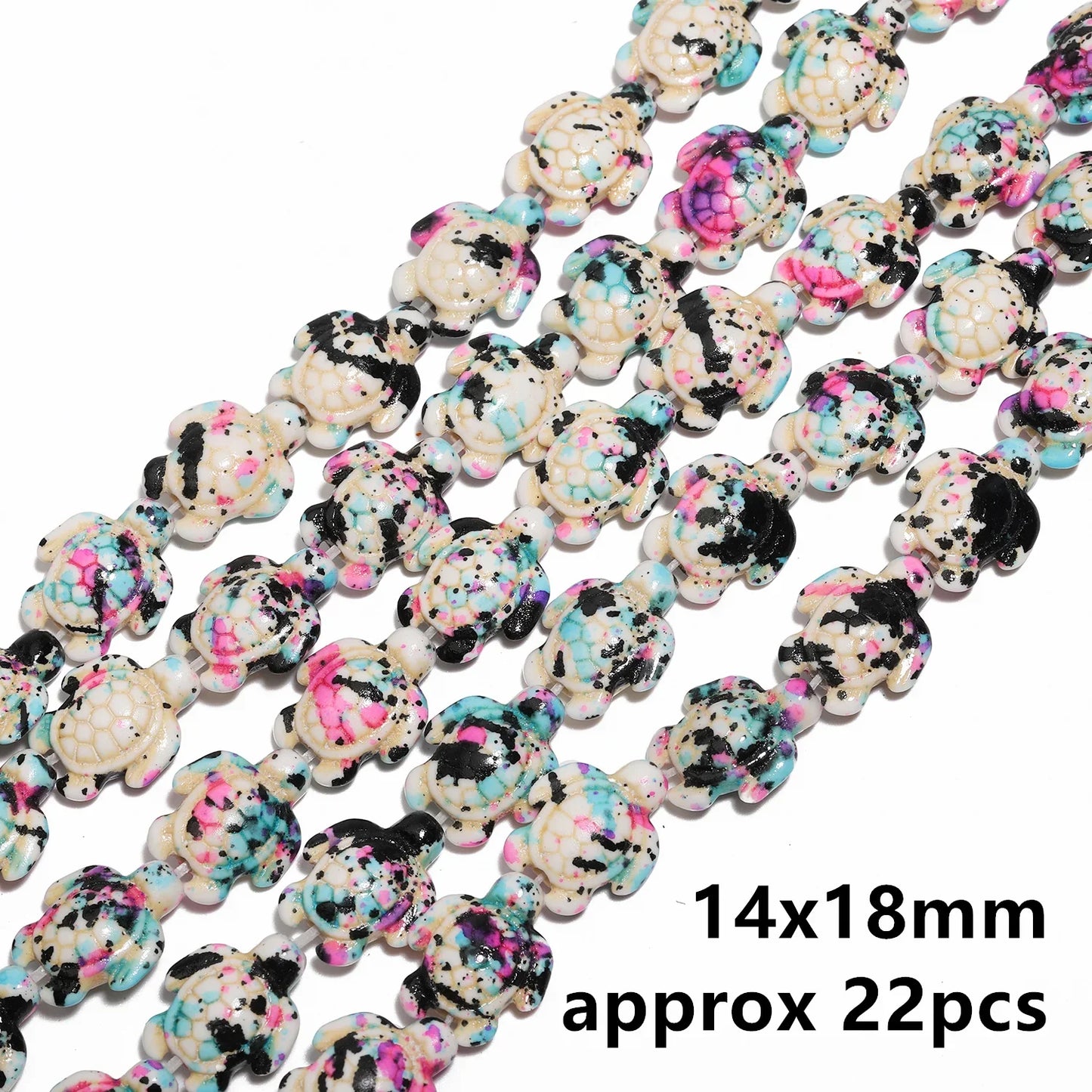 14x18mm 22pcs Sea Turtle Random Color Mix Natural Turquoise Stone Beads Bead for Jewelry Making DIY Ocean Series Bracelet