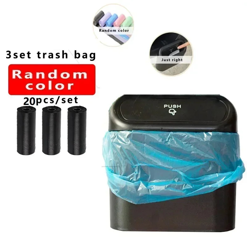 Car Trash Bin Hanging Vehicle Garbage Dust Case Storage Box Plastic Pressing Square Trash Can Type Auto Car Supplies