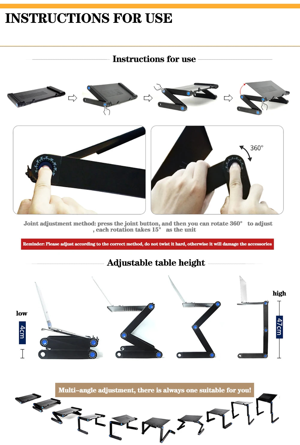 Adjustable Laptop Stand Multifunctional Folding Portable Notebook Computer Table Lapdesk for Sofa TV Bed PC Desk Stand New - Premium  from Lizard Vigilante - Just $41.99! Shop now at Lizard Vigilante