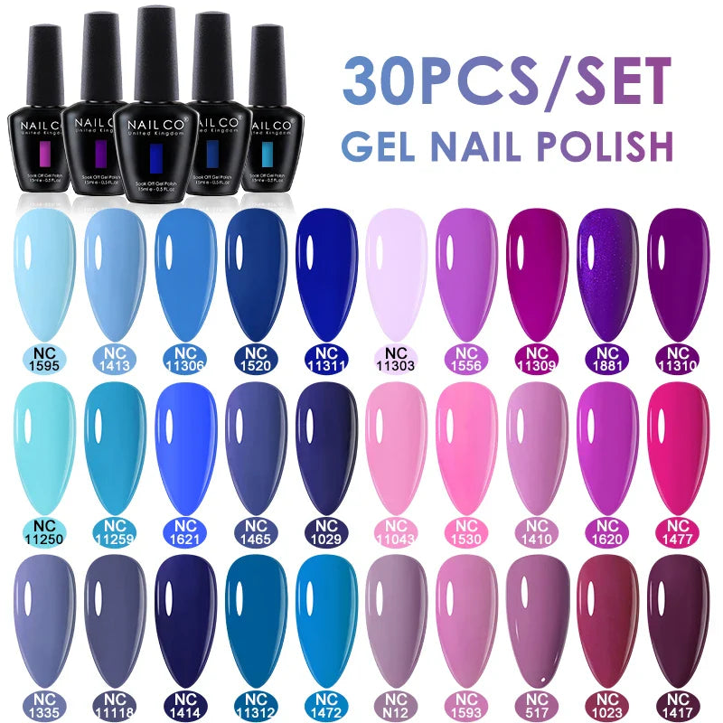 NAILCO 30pcs All-Season Gel Nail Polish Set Nude Pink White Semi Permanent Soak Off UV Gel Manicures DIY Painting Gel Varnish