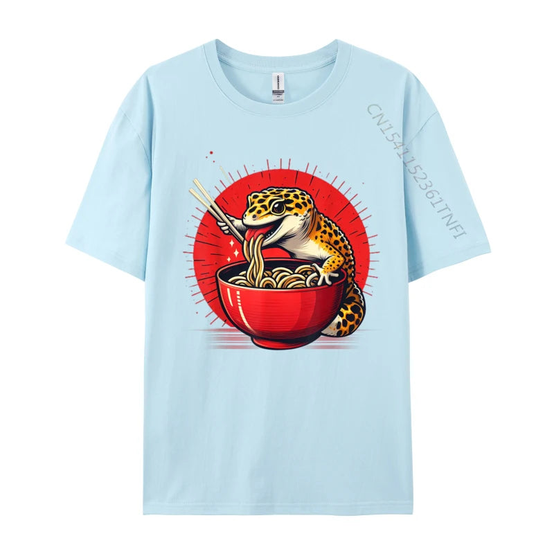 Kawaii Gecko Ramen 3D Printed Streetwear Tee – Premium Cotton Custom Graphic Shirt for Anime, Punk & Fashion Lovers - Premium tee from Lizard Vigilante - Just $23.88! Shop now at Lizard Vigilante