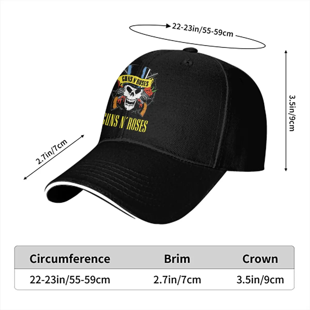 Classic Solid Color Guns N' Roses Baseball Cap – Heavy Metal Sun Shade Hat for Men & Women - Premium cap from Lizard Vigilante - Just $23.88! Shop now at Lizard Vigilante