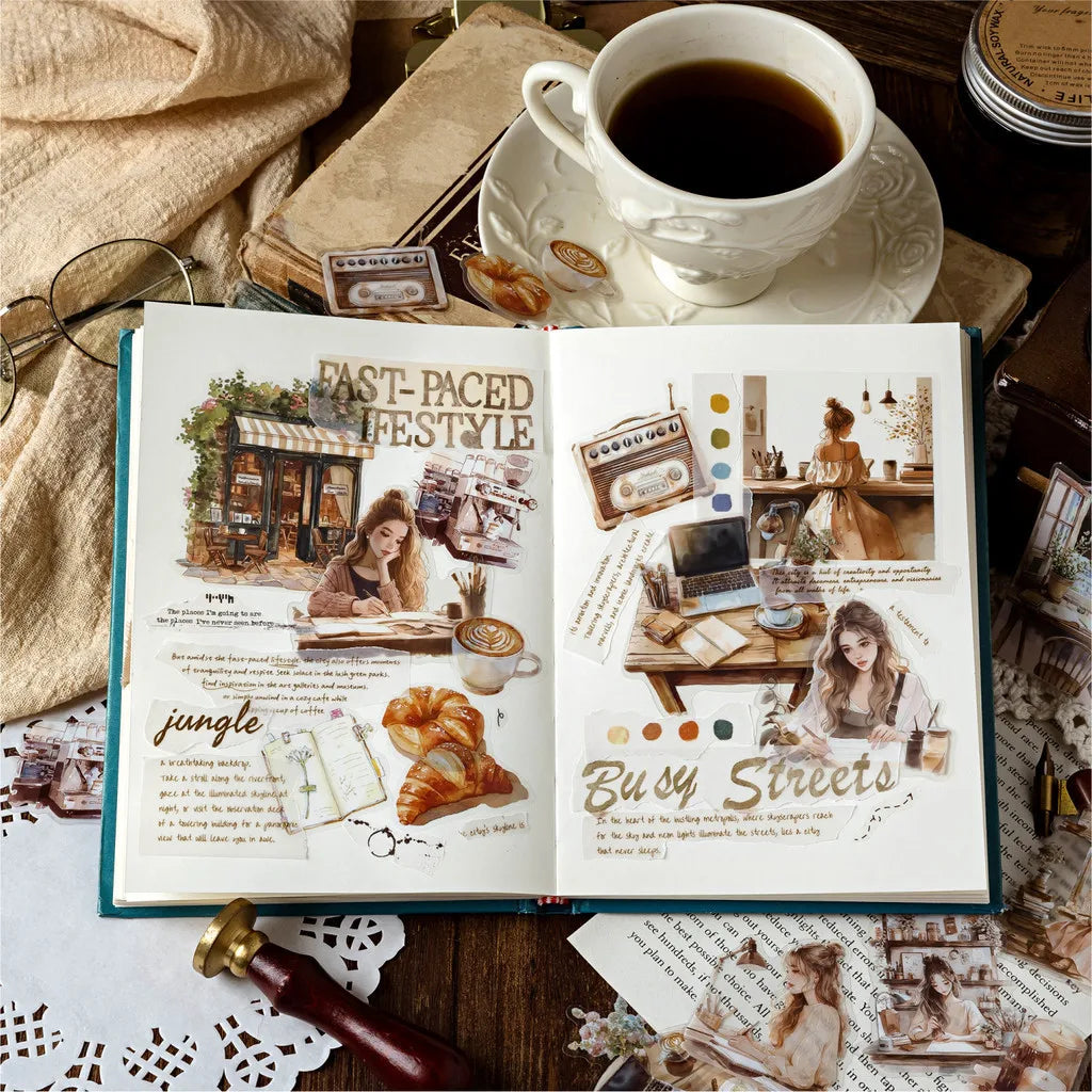 Journamm 40pcs/pack PET Materials Character Sticker DIY Scrapbook Collage Supplies Creative Decor Stationery Aesthetics Stickers