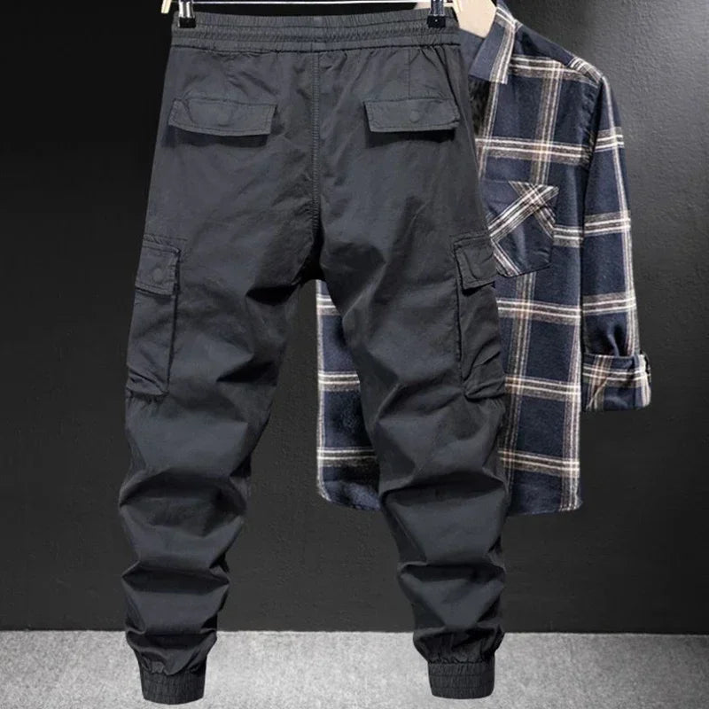 Winter Motorcycle Cargo Pants for Men - Black Fleece-lined Outdoor Biker Trousers, Plus Size, High-Quality Designer - Premium cargo pants from Lizard Vigilante - Just $43.88! Shop now at Lizard Vigilante