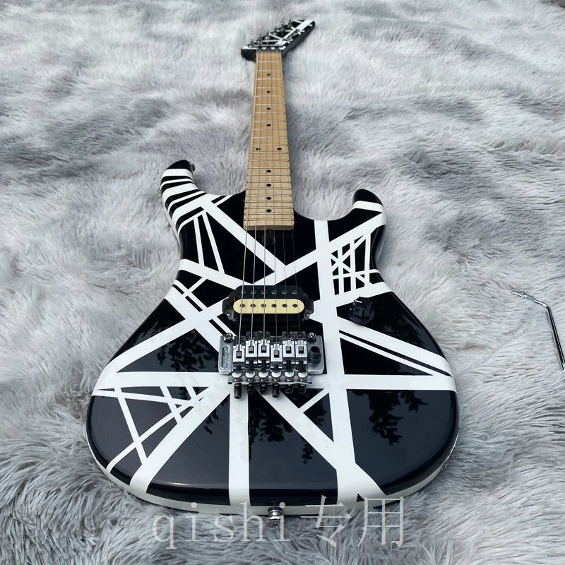 Black and White 5150 Electric Guitar Canadian Maple Fingerboard Eddie Edward Van Halen Frankenstein Guitar - Premium Electric Guitar from Lizard Vigilante - Just $497.99! Shop now at Lizard Vigilante