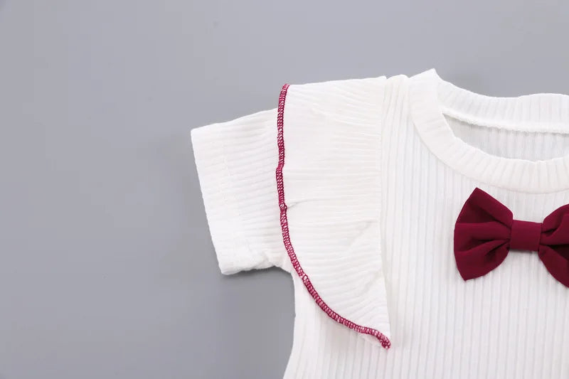 Baby Girls Clothes Summer Outfit Set Bow Top And Shorts 2-Piece Children's Clothing Ensemble for Girls