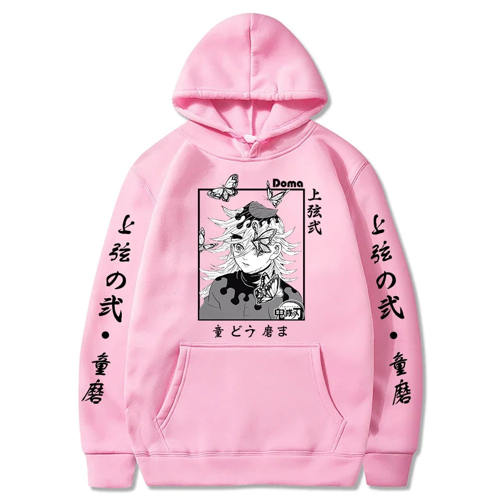 Demon Slayer Douma Fleece Hoodie – Bold Anime Harajuku Streetwear for Men & Women – Vibrant Autumn Warm Pullover Fashion - Premium Hoodie from Lizard Vigilante - Just $48.88! Shop now at Lizard Vigilante