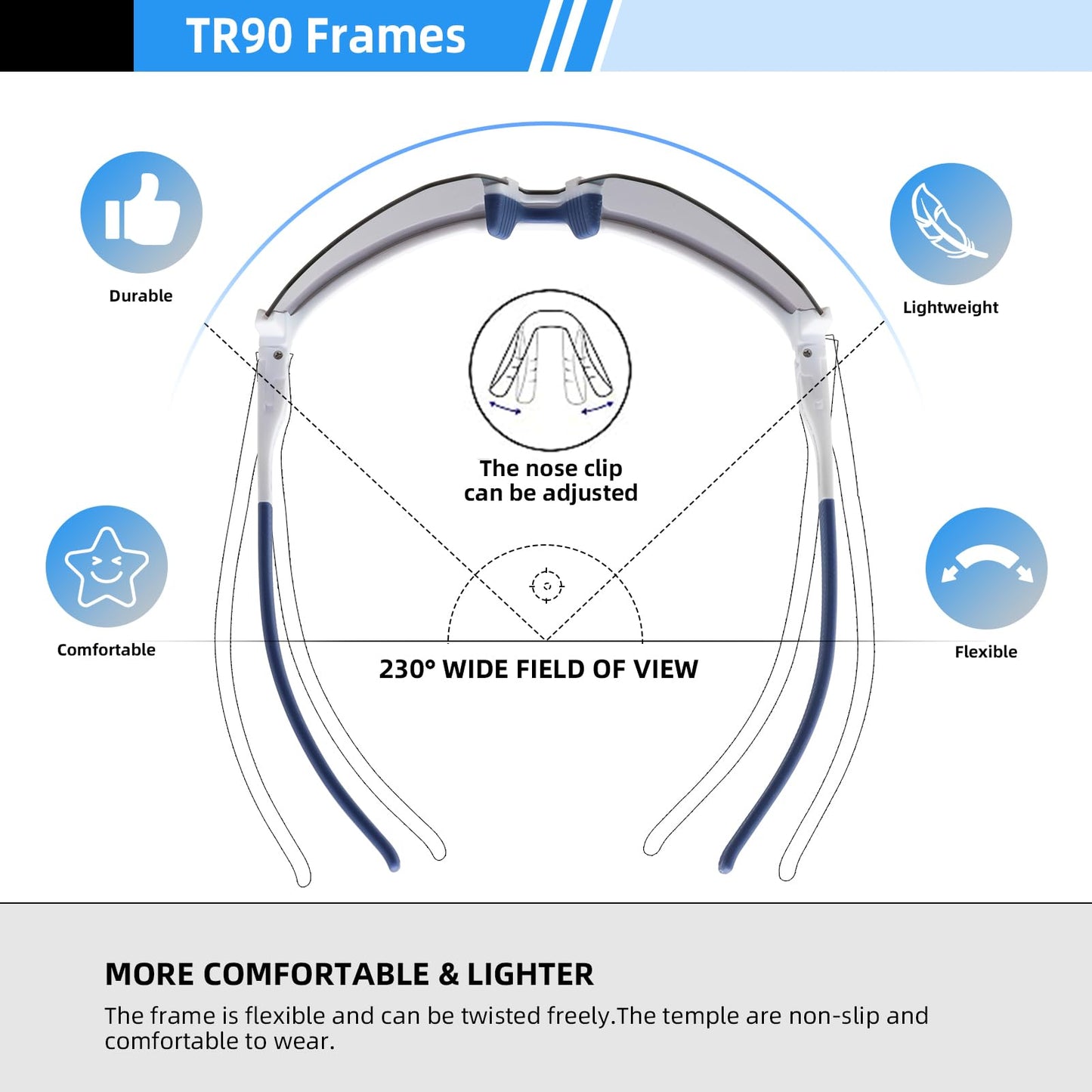 ROCKBROS Polarized Sunglasses Lightweight UV400 Protection Adjustable Fit