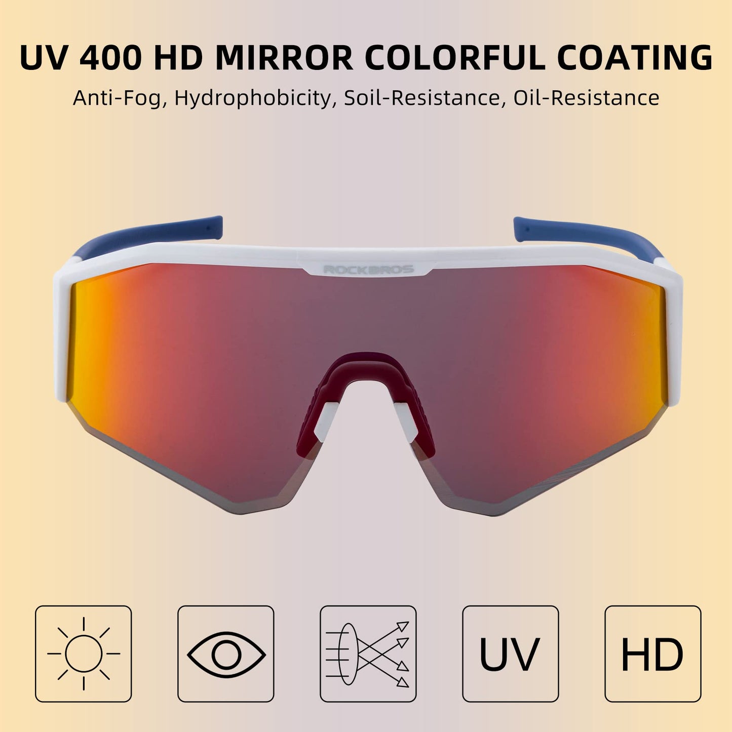 ROCKBROS Polarized Sunglasses Lightweight UV400 Protection Adjustable Fit