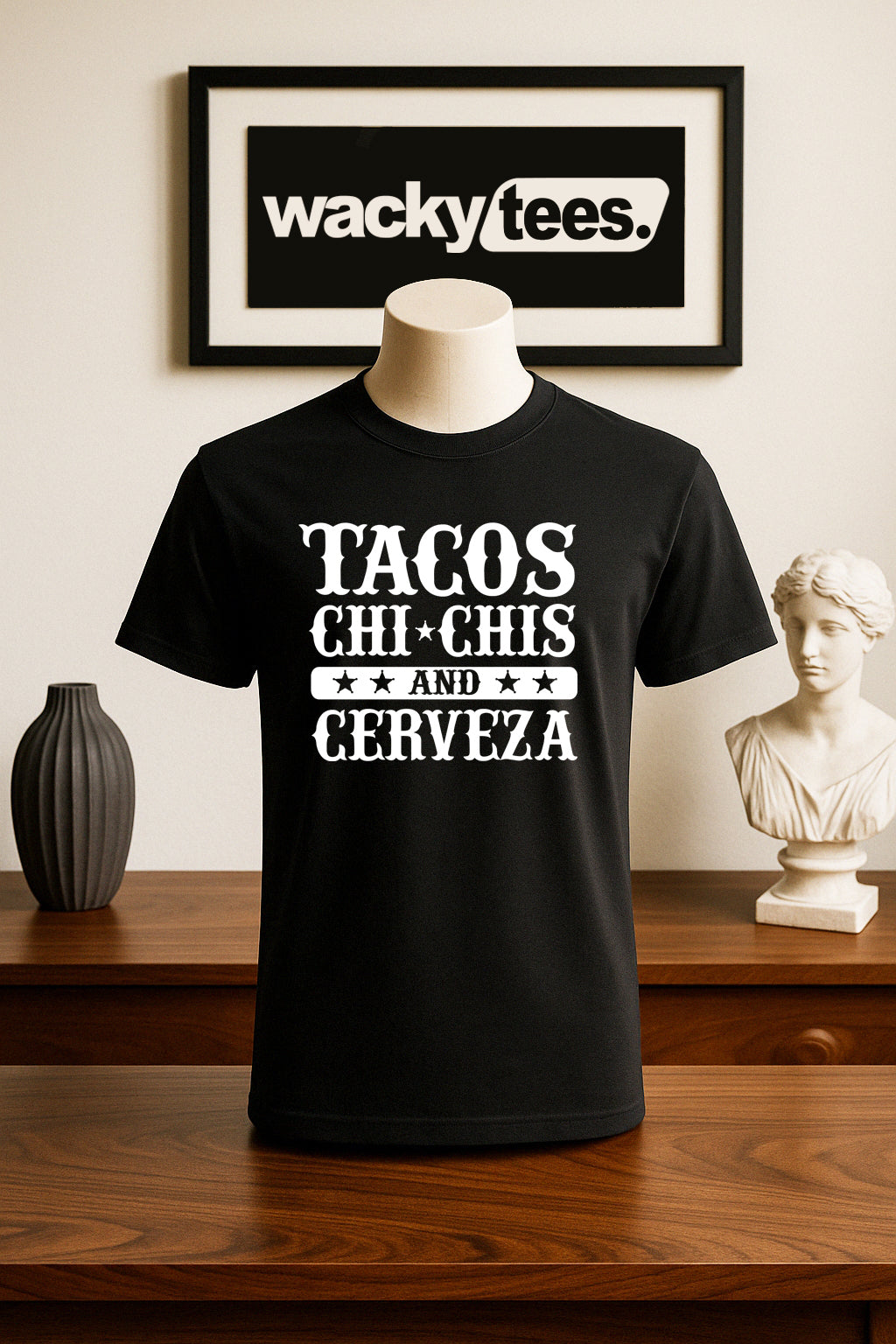 Tacos ChiChis Boobs and Cerveza Beer Adult Humor Funny Graphic Tee Shirt