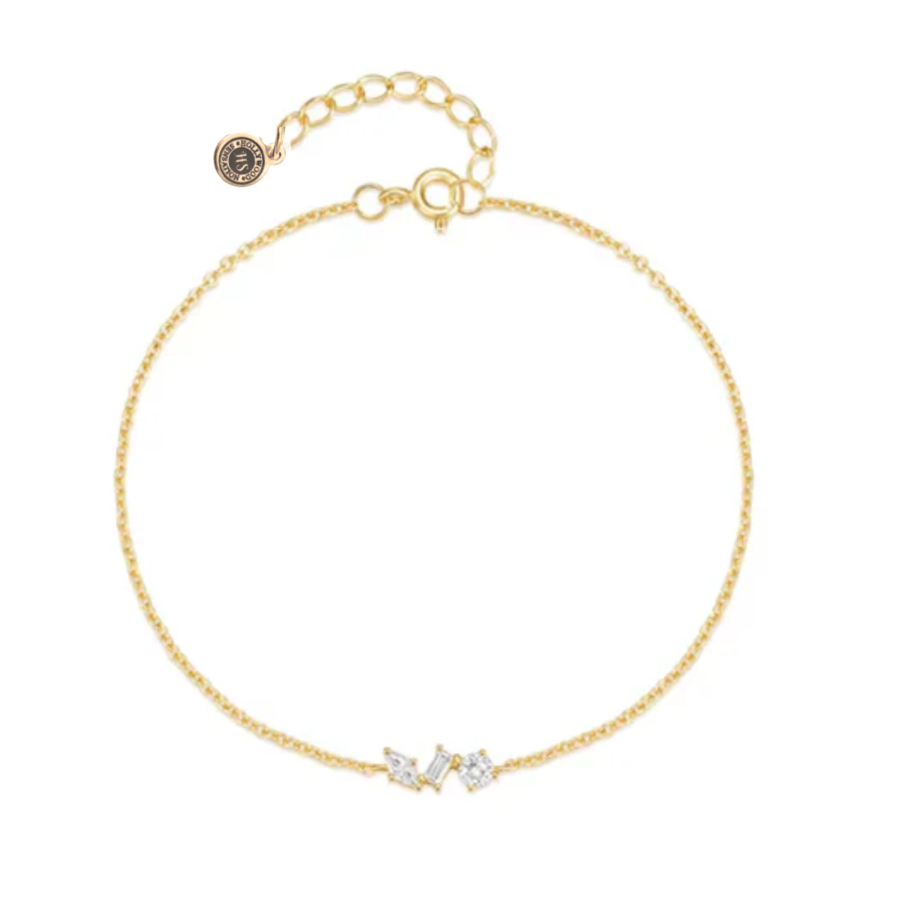 Silvana Chain Link Bracelet with Round, Pear, and Emerald Cut Cubic Zirconia Stones