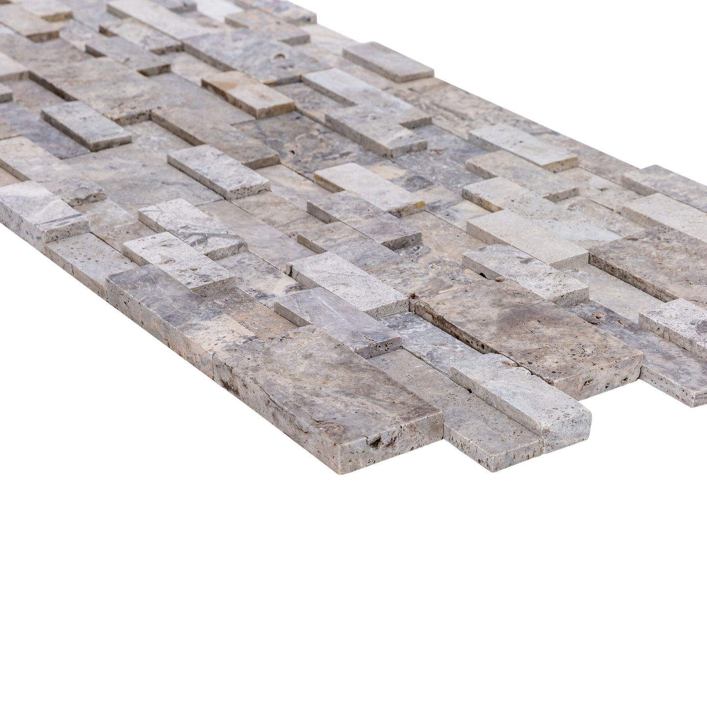 Silver Ledger 3D Panel 6"x24" Natural Travertine Wall Tile - Full Truckload