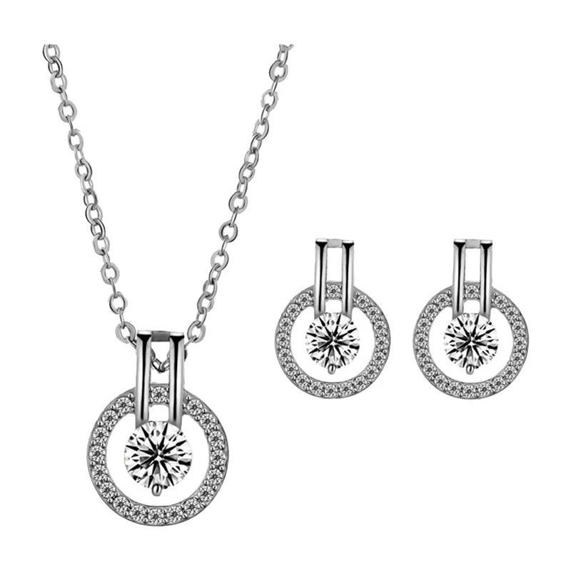 Cubic Zirconia Necklace and Earring Set