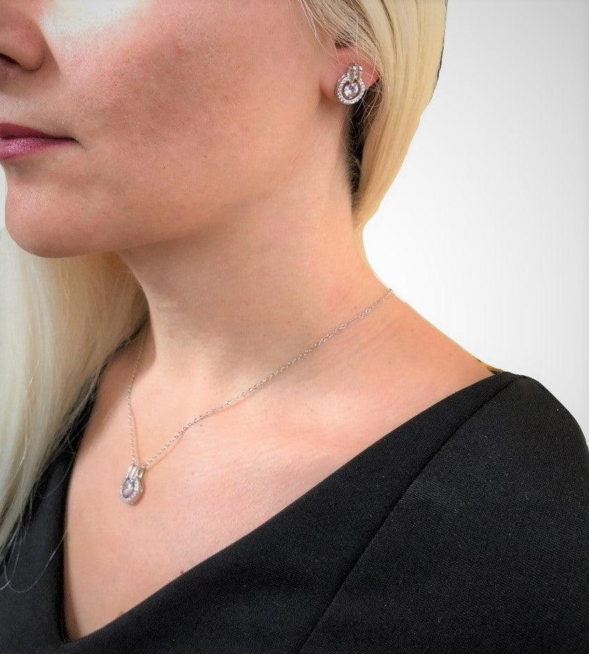 Cubic Zirconia Necklace and Earring Set