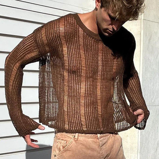 Sins & Threads: Mesh-Knit Streetlord Long Sleeve – Sleaze-Fit Power Top for Nightcrawlers & Day-Haters - Premium top from dsers - Just $15.99! Shop now at Lizard Vigilante