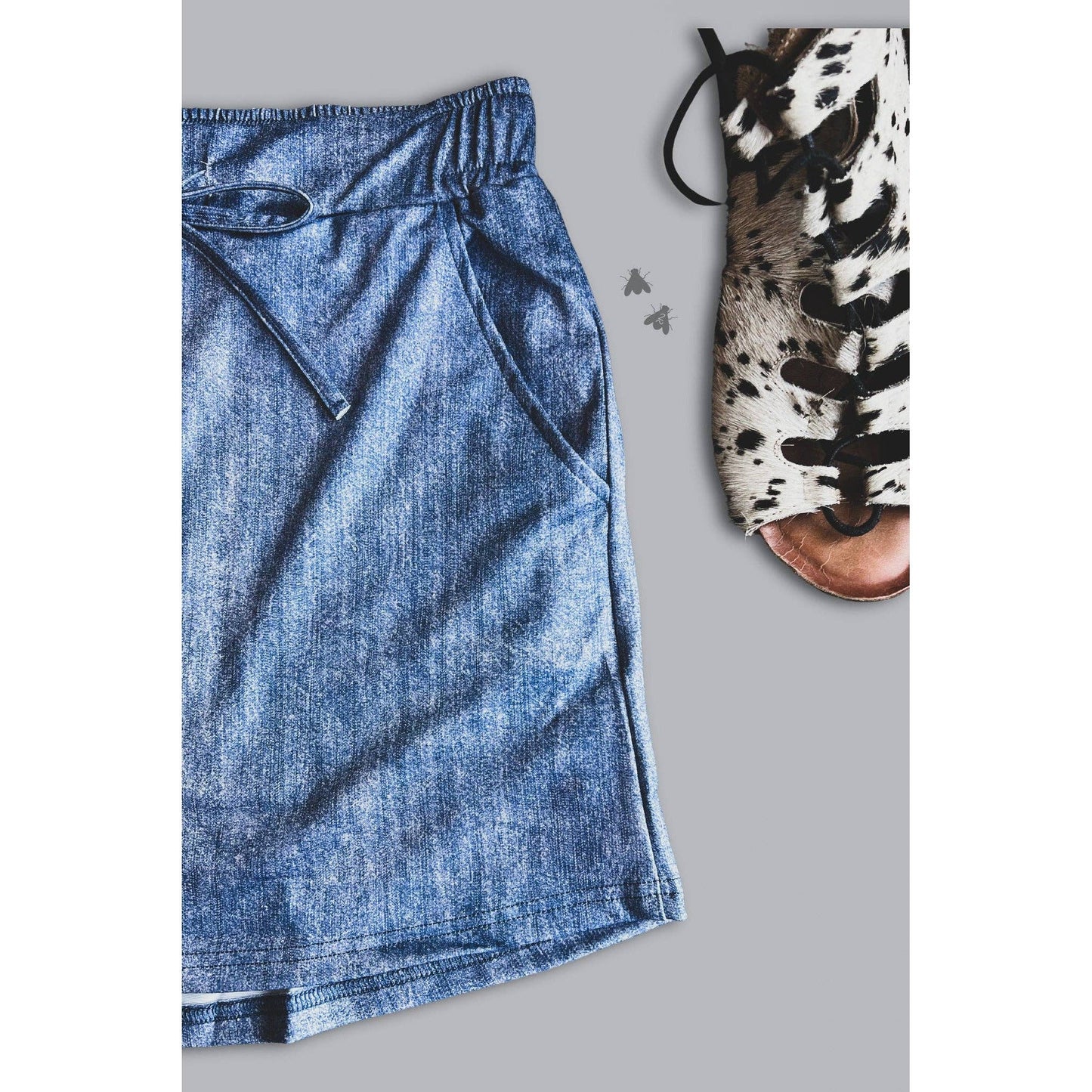 [Size M-2X] Stretch Faux Denim Athletic Style Skort