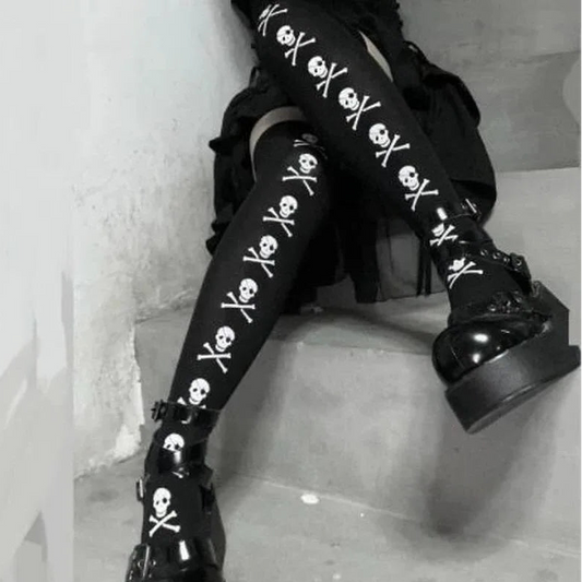 Skull Bat Spider Gothic Dark Long Stockings Women Spider Harajuku Emo Alternative Tights Lingerie Skin Thigh High Garters Hosiery - Premium socks from Lizard Vigilante - Just $6.99! Shop now at Lizard Vigilante