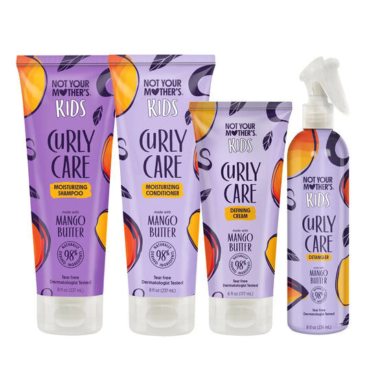 Not Your Mothers Kids Curly Care Shampoo Conditioner Curl Defining Cream and Detangler Spray (4-Pack) - Hair Products for Kids - Tear-Free Formula - For All Curl Types