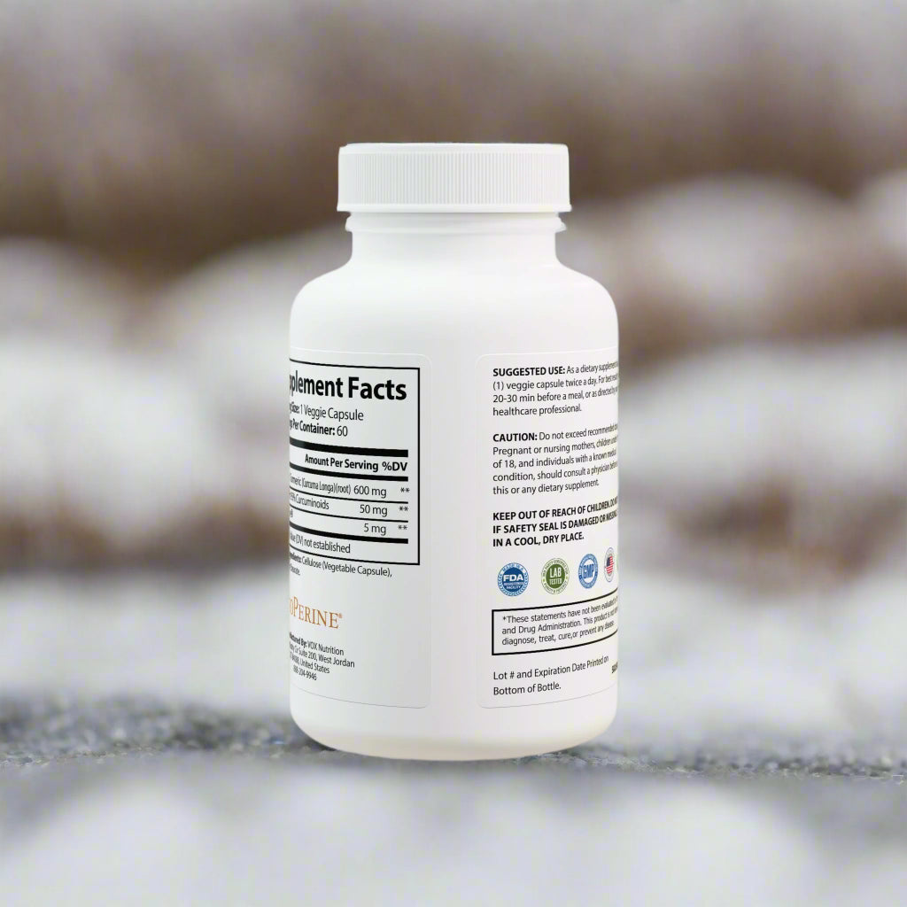 Supplement bottle with label on a white background