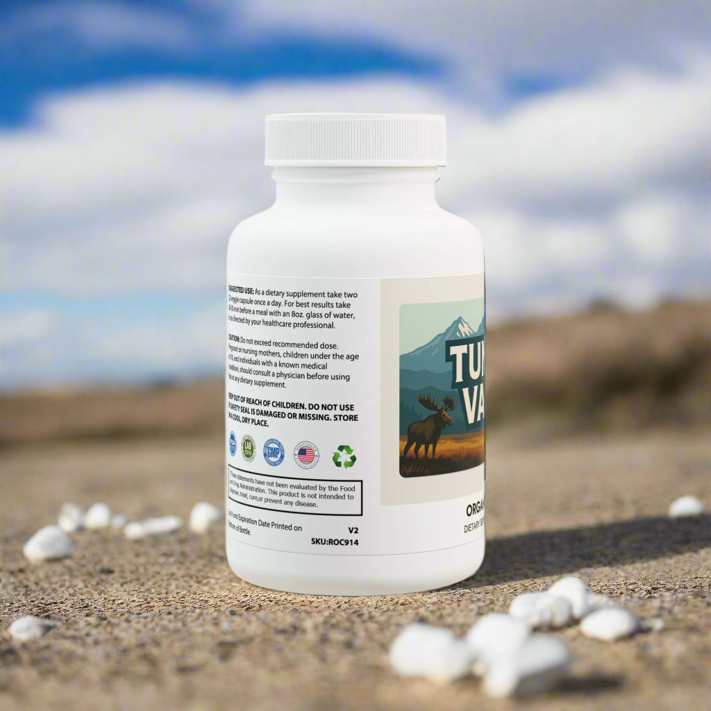 Supplement bottle with label on a white background